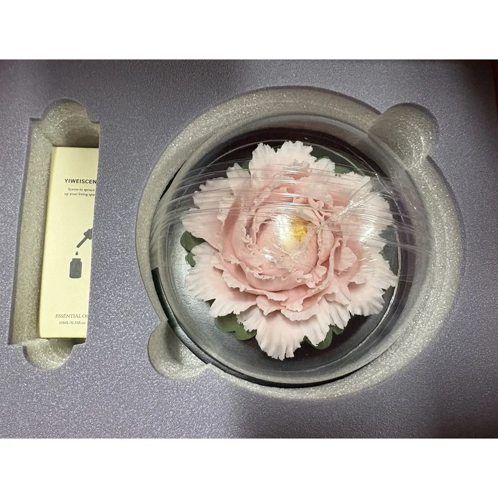 handcrafted pink ceramic peony passive essential oil diffuser